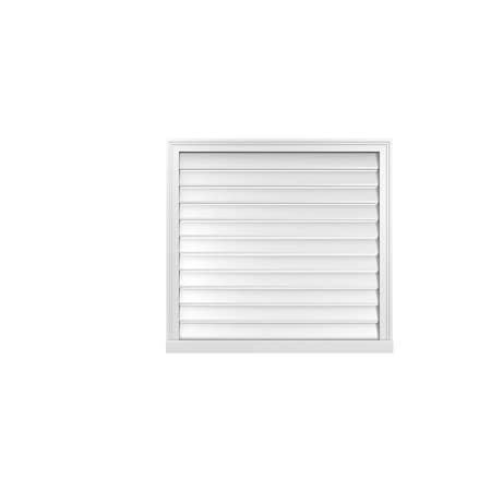 Ekena Millwork Vertical Surface Mount PVC Gable Vent: Functional, w/ 2"W x 2"P Brickmould Sill Frame, 36"W x 34"H GVPVE36X3403SF